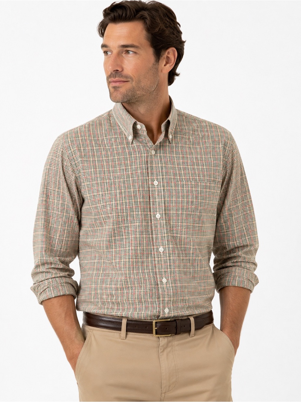 Brooks Brothers Men’s L Slim Fit Non-Iron Stretch Plaid Button Down Shirt